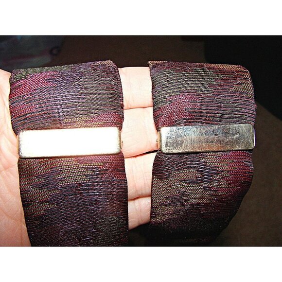 CAS Adjustable Button On Suspenders Maroon Burgundy Green Gold Camo Like Design - Picture 5 of 10